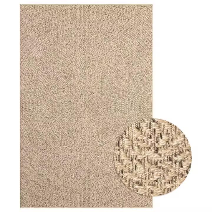 vidaXL Alfombra ZIZUR apariencia de yute interior y exterior 160x230 cm Estampado Rectangular,  Circular,  y mas Alfombras de área  Alfombra de Piso para Sala de Estar Dormitorio Habitación Salón - 1