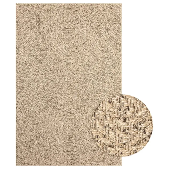 vidaXL Alfombra ZIZUR apariencia de yute interior y exterior 160x230 cm Estampado Rectangular,  Circular,  y mas Alfombras de área  Alfombra de Piso para Sala de Estar Dormitorio Habitación Salón - 1