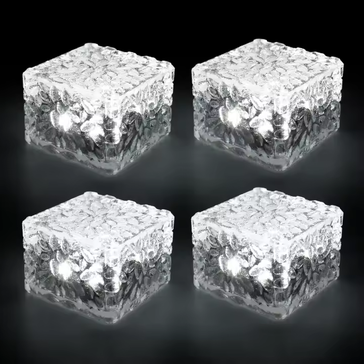 4pcs Luz De Hielo Solar Para Jardín Impermeable LED Para Decoración De Paisaje Y Jardín Puerta De Escalera Exterior Luz De Lámpara De Jardín - 1