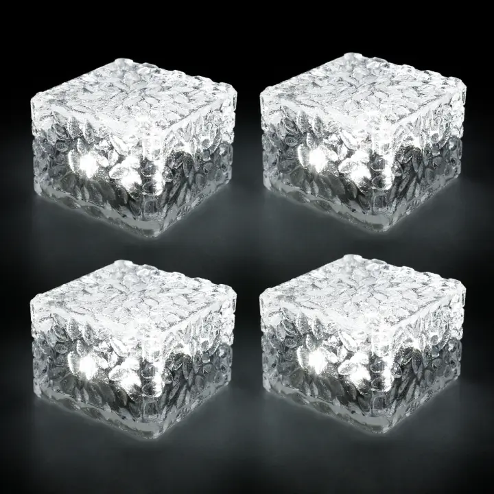 4pcs Luz De Hielo Solar Para Jardín Impermeable LED Para Decoración De Paisaje Y Jardín Puerta De Escalera Exterior Luz De Lámpara De Jardín - 1