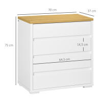 HOMCOM Cómoda 4 Cajones, Cómoda Dormitorio sin Tiradores, Cajonera para Salón, Oficina, Estilo Moderno, 70x37x75 cm, Blanco - details 2