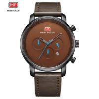 Reloj De Hombre MINI FOCUS Simple Gran Dial Multi-Función Movimiento Calendario Impermeable Correa De Cuero Negro Gris Café - details 5