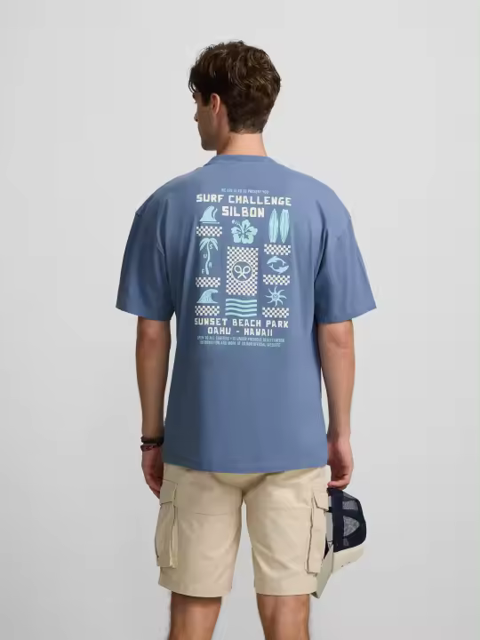 Silbon - Camiseta surf challenge azul gris - 1