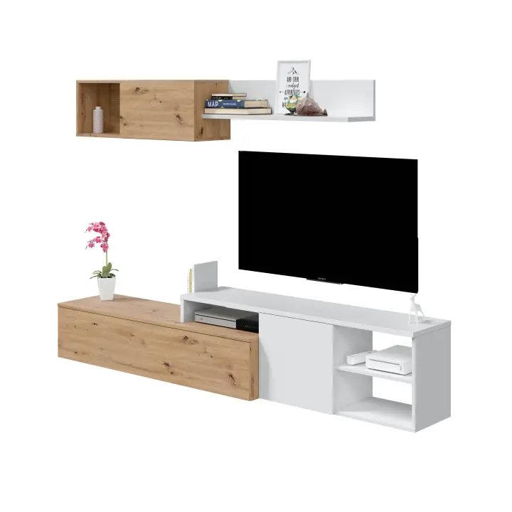 Duehome Mueble de Salón Julia con 2 Módulos Distintos y Almacenaje para Televisión - 1