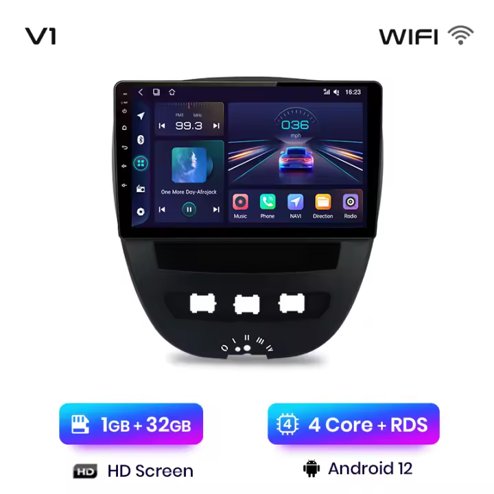 Junsun Android 13 Radio de Coche Estéreo para Peugeot 107 Toyota Aygo Citroen C1 2005 2006 2007 2008-2014  Radio Automotriz con CarPlay Inalámbrico Integrado para Apple y Android Auto Pantalla Táctil Automotriz Unidad Principal de Coche con Navegación GPS - 1