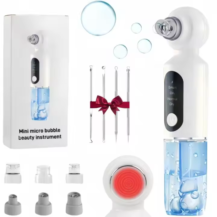 Aspirador para eliminar puntos negros, extractor de puntos negros, aspiradora de poros con ciclo de agua con compresa caliente, carga USB ajustable de 4 velocidades con 6 cabezales de succión, limpiador de poros para hombres y mujeres - 1
