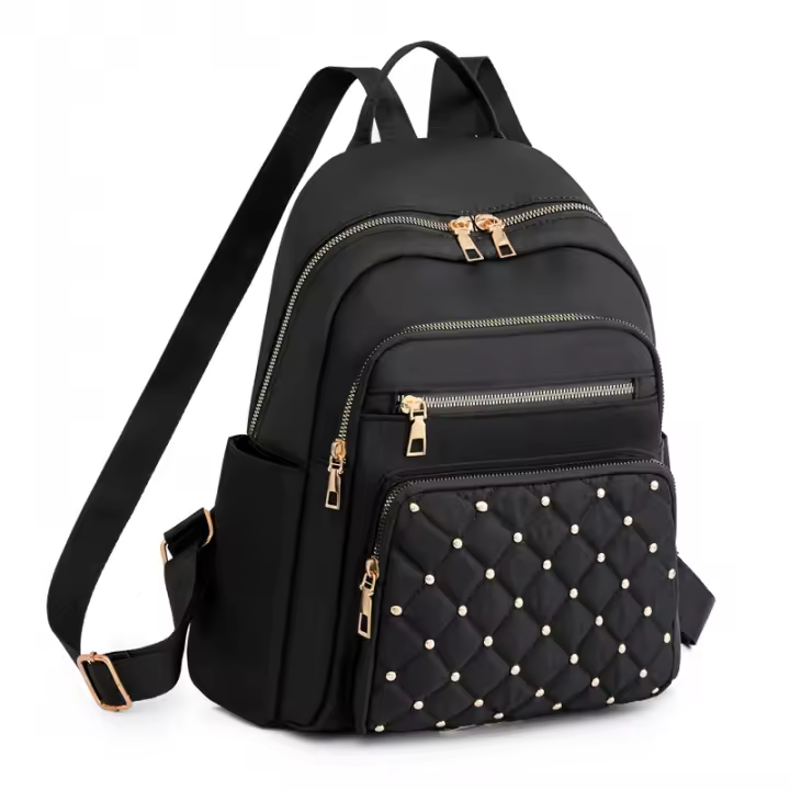 Mochila De Viaje Grande Para Mujeres En Nylon De Alta Calidad Bolsa Escolar Para Adolescentes Con Múltiples Bolsillos Y Cierre De Cremallera Estilo Fashion - 1