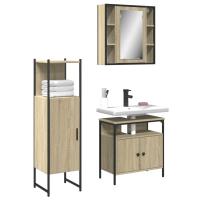 vidaXL Set de muebles de baño 3 pzas madera contrachapada en color Roble Sonoma/Gris sonoma/Roble ahumado y más | almacenamiento funcional diseño moderno para baño dormitorio sala - details 0
