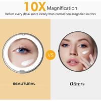 BIT Espejo de maquillaje, aumento de 10 aumentos con LED blanco de luz diurna, espejo de baño iluminado portátil, rotación giratoria de 360 grados y succión con cerradura |PARA - details 1