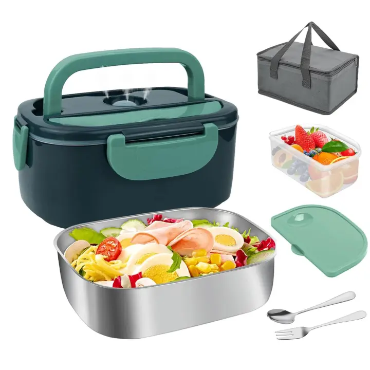Fiambrera eléctrica 2 en 1 para el hogar y el coche, caja Bento para calentar alimentos de acero inoxidable, 12V, 24V, 110V, 220V, juego de contenedores calentadores de alimentos - 1