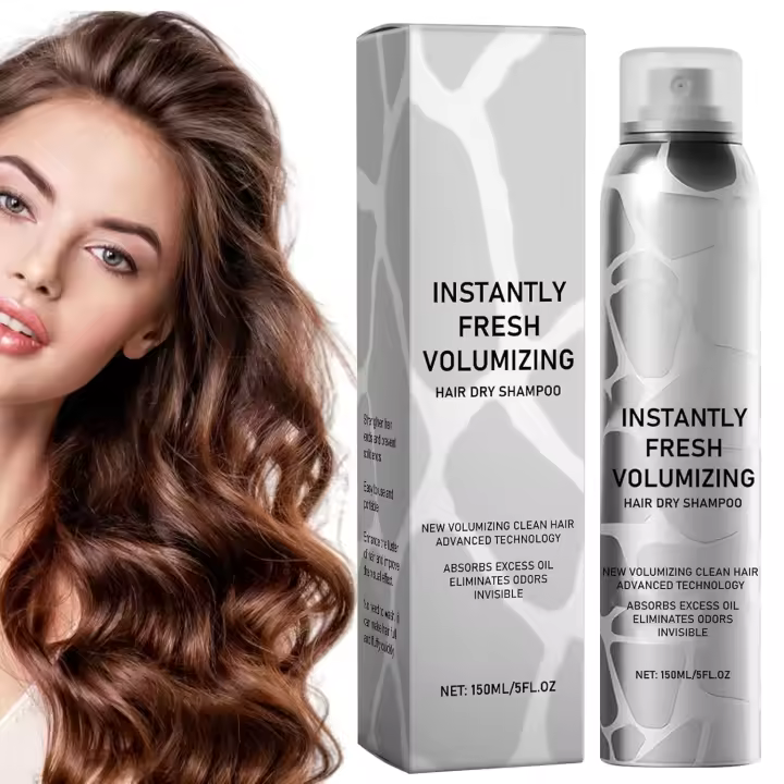 Champú seco, champú seco voluminizador, frescor instantáneo, spray para cabello oscuro, refrescante y no graso, apto para todo tipo de cabello (plateado). - 1