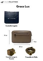 Bandoleras Mujer median, Bolso para Mujer, de Piel authentic Con dos compartimientos y dos Correos de HOMBRO extrables e intercambiables Made in Italy Modelo Grace Lux Bolso Taupe - details 1
