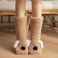 Calcetines De Navidad Para Perros Doble Pared Cálido Y Suave Calcetines De Invierno Con Dibujos Animados Para Adultos Calcetines De Dormir Para Parejas Cubierta De Pierna Para Alfombra - details 15