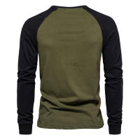 Camiseta AIOPESON Para Hombres Algodón 100% Manga Larga Cuello Redondo Casual Primavera Tees De Diseñador Ropa Masculina - details 3