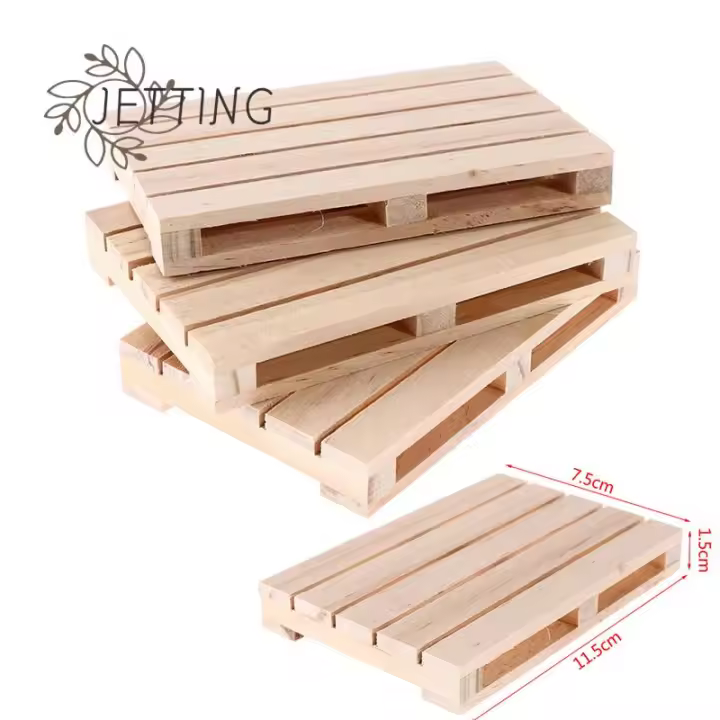 Mini Paléte De Madera Para Bebidas Aislante De Taza Y Tapete Rectangular Ecológico Para Calientes Y Frías Decoración De Mesa - 1