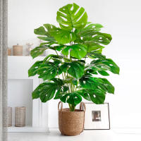 Planta Artificial De Monstera 60-100cm (39.4 Pulgadas) Árbol De Palma Falso Hoja De Tortuga Verde Para Decoración De Hogar Jardín Habitación Oficina - details 15