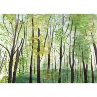Cuadro "LUZ EN TRAMAS" Acuarela impreso en lienzo Alta Calidad Bosque hojas verdes otoñal luz natural arboles tonos tierra Arte Contemporáneo Natural moderno escandinavo botánico rústico chic otoñal vintage Salón Casa Rural Comedor Ref ANA DURAN A 082 - details 1