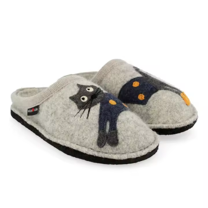 Zapatilla Haglinger Cucho de Lana gris con Gato 31308084 - 1