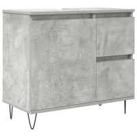 vidaXL Set muebles de baño 2 piezas madera contrachapada gris hormigón - details 5