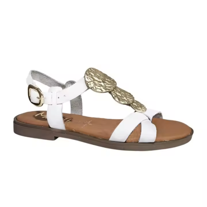 Sandalia Mujer Plana de Piel con Adornos Dorados - Marila Bani (Negro) Eleva tus looks de verano con la combinación perfecta de artesanía y diseño contemporáneo. Esta sandalia de la marca Marila destaca por su elegancia atemporal y un confort excepcional, - 1