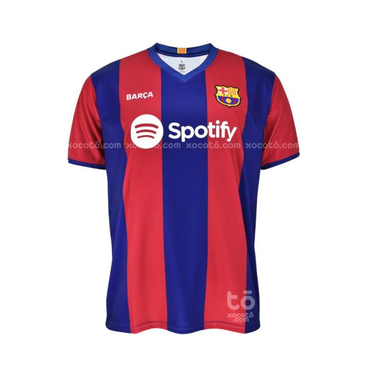 XOCOTŌ® Camiseta Fútbol FC Barcelona Oficial 1ª equipación 23/24  Talla de adulto: S, M, L, XL, XXL   Producto oficial liso, con nombre de Gabi 6 o Lewandowski 9 - XOCOTŌ®
