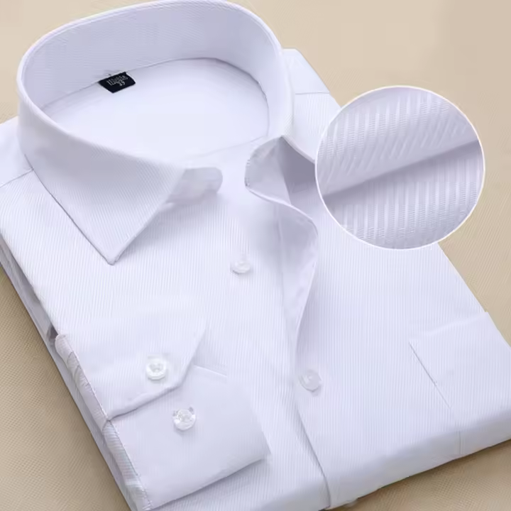 Camisa De Negocios Para Hombre Talla Extra Extra Grande 8XL Cuello Cuadrado Estilo Slim Fit Manga Larga Blanco Sólido Y Rayada Ropa Social Casual - 1