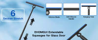EHOMGUI Escobilla De Ducha Para Puerta De Vidrio Con Mango Telescopio Limpia Espejos De Baño Y Limpiador De Vidrio Ecológico - details 1