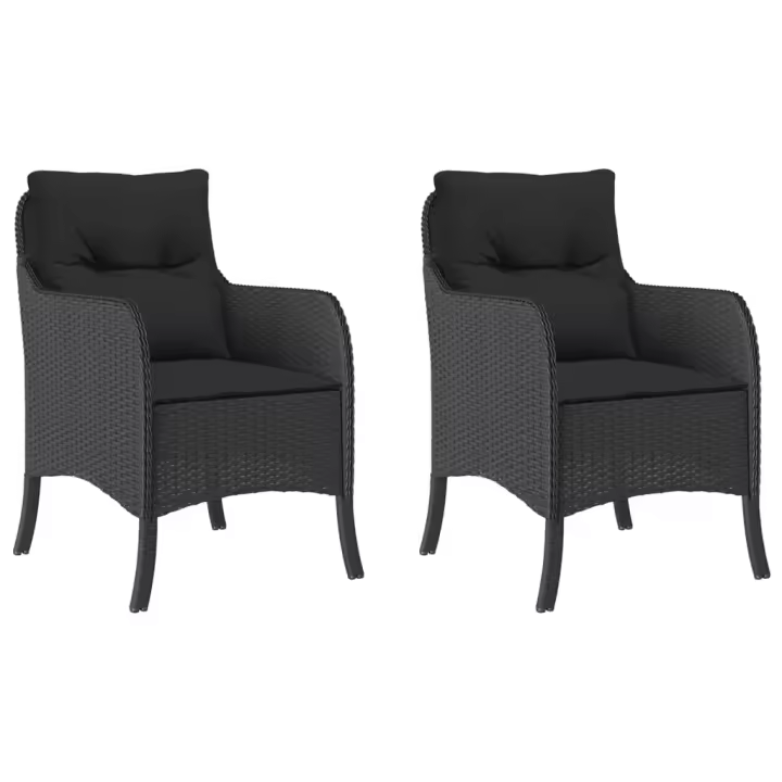 vidaXL Sillones de jardín con cojines 2 uds ratán sintético negro - 1