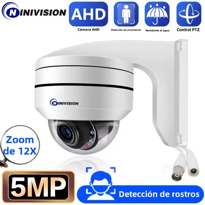 Cámara Analógica PTZ Zoom 12X Exterior Con Visión Nocturna 5MP Para Seguridad CCTV Wired Compatible Con Sistema DVR 4K AHD NINIVISION - 1