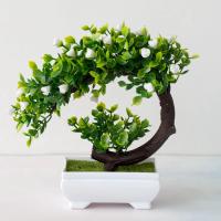 Planta Artificial De Bonsái En Maceta Flores Falsas Para Decoración De Mesa Ornamento De Árbol De Plástico Para Interior - details 1