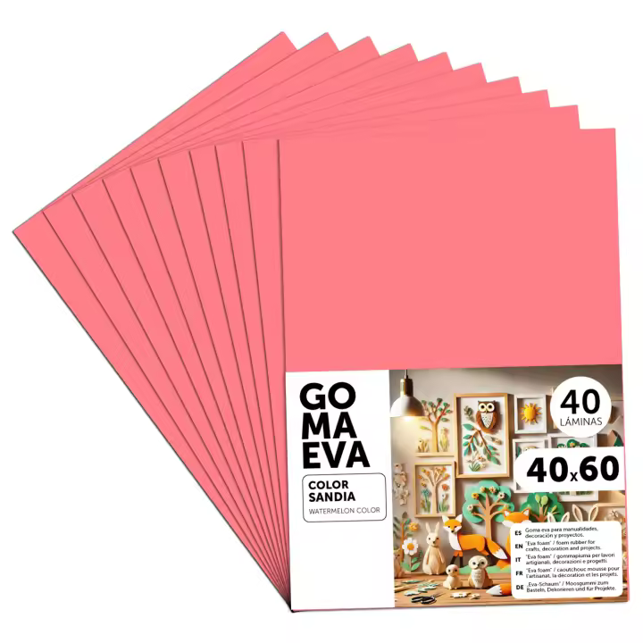 Goma Eva para Manualidades, Goma Espuma de Colores para Proyectos Creativos, Ideales para Artes y Manualidades, uso Escolar, Profesional o Artístico 40x60cm - m-office (Sandía, 40 uds) - 1