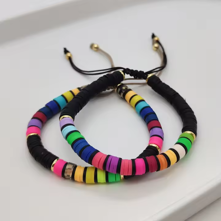 KKBEAD Pulsera De Disco Heishi Para Mujer Pulsera De Arcilla Polimérica De Otoño E Invierno Joyería De Moda Ajustable Colorido - 1