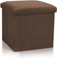 GREATOOL Taburete Plegable,Poliester, 38 X 38 X 38CM, Taburete de Lino Cajas de Almacenaje, Reposapiés Cuadrado, Puff Almacenaje Cuadrado con Tapa - details 0