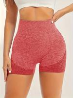 Shorts De Yoga De Cintura Alta Sin Costuras Estirables Para Correr Deporte Mujer Activewear Corto Color Sólido Sin Bolsillos - details 25