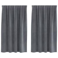 Cortinas blackout vidaXL con cinta superior 2 pcs de terciopelo gris claro - details 1