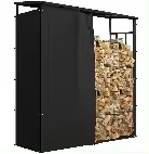 Outsunny - Refugio para leña, leñero, carga máxima 2000 kg, con cubierta protectora impermeable y techo de policarbonato, cobertizo para leña, 185 x 62 x 184 cm, estructura de metal, color negro - 1