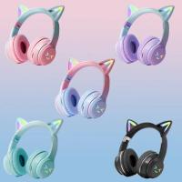 Auriculares Bluetooth Inalámbricos para Niños con Orejas de Gato y Luz LED, Larga Duración de Batería, Sonido Estéreo, Micrófono y Diadema Ajustable, Cascos Plegables con Tarjeta TF y Jack 3.5mm, Ideal para Regalo de Cumpleaños y Navidad - details 1