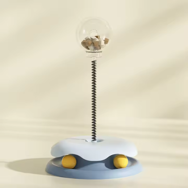Juguete Para Gatos Alimentador Rota 360° Bola De Leche Transparente Juguetes Interactivos Para Gatos Alivia La Monotonía Tamaño 21.5x29cm - 1