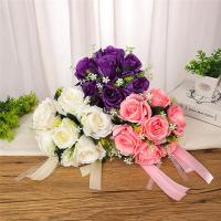 Bouquet De Novia Artificial De Rosa Silken En Blanco Y Champán Para Damas De Honor Y Fiesta De Boda Decoración De Hogar - details 3
