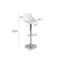Set de 2 Taburetes Altos Cocina Giratorios en 360°, Juego de Sillas de Bar Regulables en Altura de 83 a 104 cm, con Respaldo,Material Polipiel, Estructura Metal Blanca y Reposapiés, Blancos - details 4