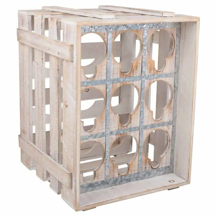 WANDERLUST DECO Cajon Botellero de Madera Compacto para 9 Botellas - Armario para Vinos y Bebidas - 1