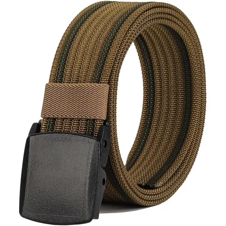 Cinturón para hombre, cinturón táctico militar con hebilla de plástico, duradero y transpirable para trabajos al aire libre [53"L 1.5"W] - 1