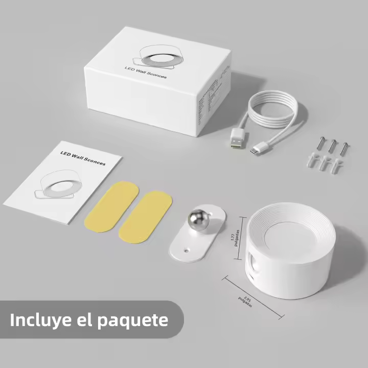 Lámpara De Pared LED Con 3 Niveles De Brillo Y 3 Modos De Color Batería Operada 2000mAh Control Táctil 360° Rotatable Para Dormitorio - 1