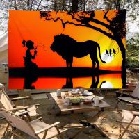 Bandeera Africana De Escena De Atardecer En Pradera Hecha De Poliéster Impresión Creativa Bandera Colgante Para Decoración Interior Y Exterior - details 9