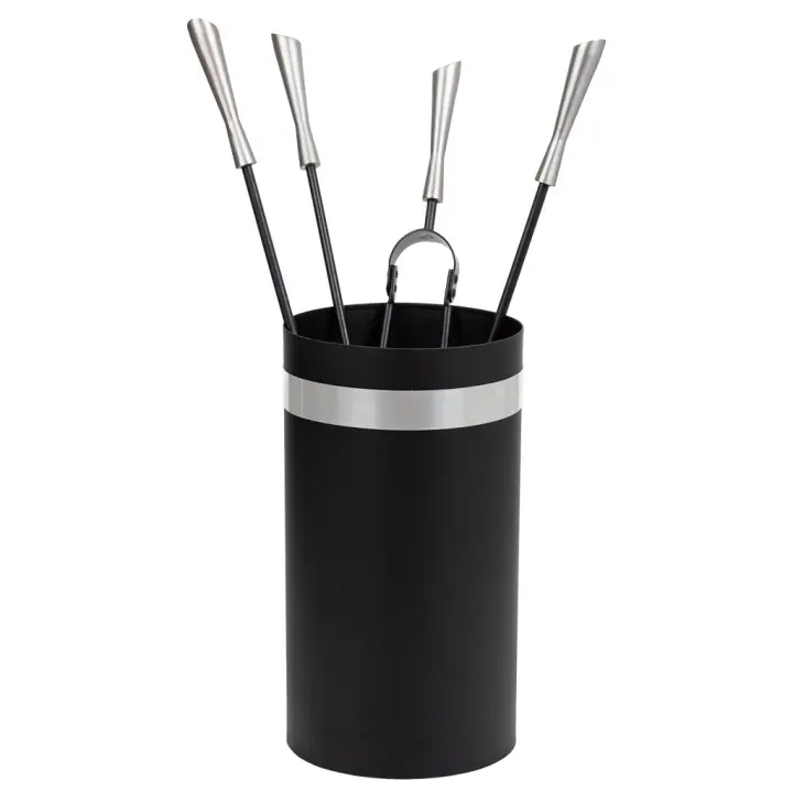 WANDERLUST DECO Set 5 herramientas de metal para la chimenea de metal negras - 1