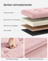 Banco de almacenaje plegable de terciopelo, taburete reposapiés con 2 cajas, 38x76x38 cm, soporta hasta 300 kg, ideal para entrada, sala de estar y dormitorio, disponible en gris paloma, gris pizarra y rosa caramelo - details 16