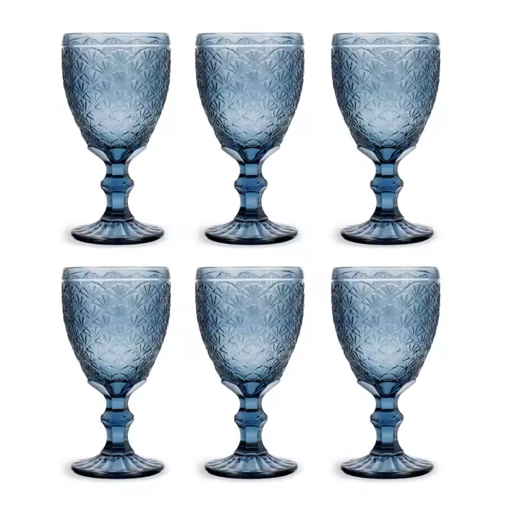Bidasoa Blue Moon - Set 6 Copas Vidrio Azul Con Relieve 30CL Ecológicas - 1