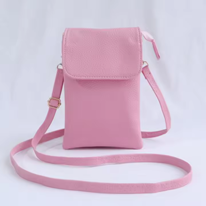 Bolso bandolera de PU para mujer, bolso pequeño con estilo mensajero para teléfono móvil, color sólido y cierre de hebilla - 1