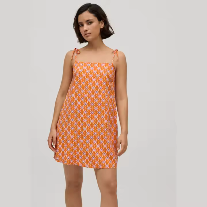 Ysabel Mora - Vestido corto tirantes anudados estampado geométrico - 1