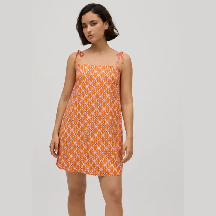 Ysabel Mora - Vestido corto tirantes anudados estampado geométrico - 1